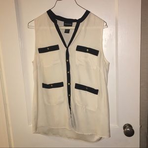 Central Park West White and black sheer top